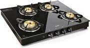 Glen 4 Burner Glass Gas Stove with Forged Brass Burner Auto Ignition ...