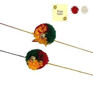 Buy Avanti Creations Ram Rakhi Flower Gota Pati Rakhi Pooja Rakhi Pom ...