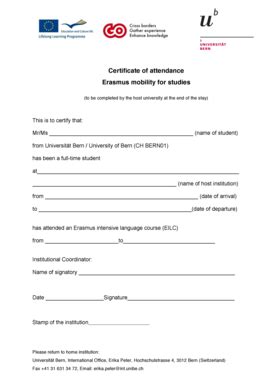 Certificate Of Attendance Erasmus - Fill Online, Printable, Fillable ...