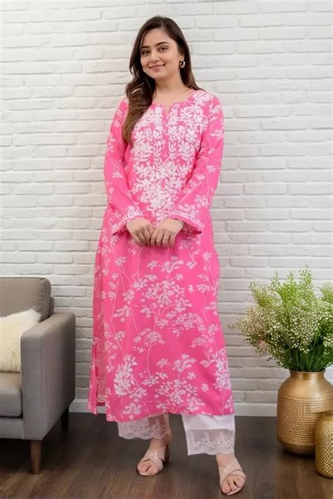 Pink Chikankari Kurta with Palazzo – Kvinna