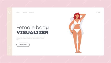 Female body visualizer landing page template girl posing in bikini ...