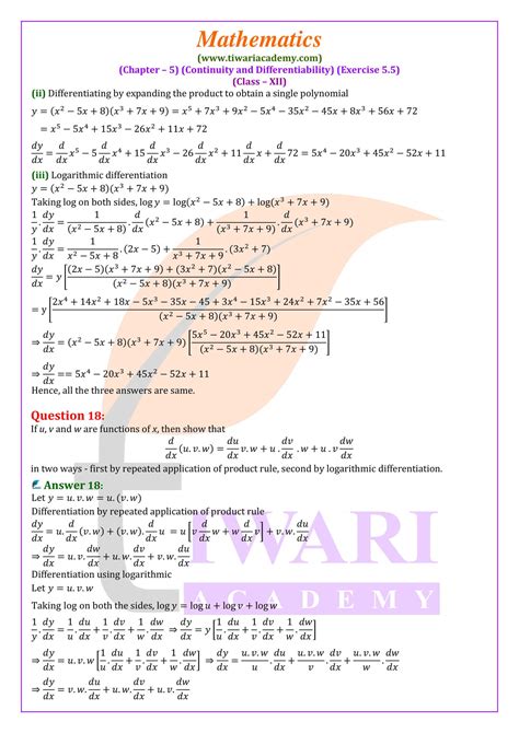 Rezultat imagine pentru Class 12th Maths Exercise 5.5