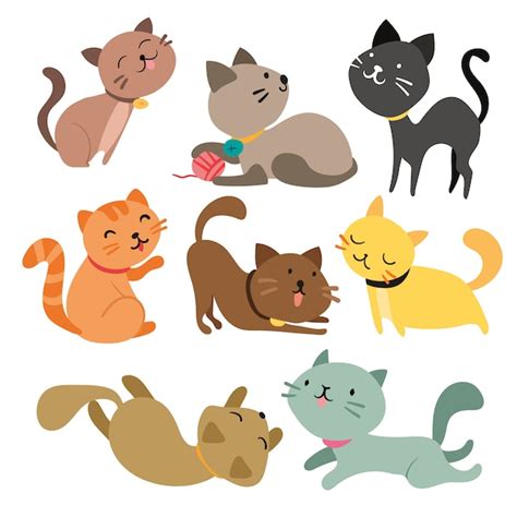 Farbige Katzen Sammlung | Kostenlose Vektor
