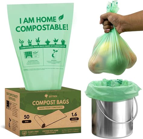 AIRNEX 50 Biodegradable and Compostable Food Waste Bags - 6L Small ...