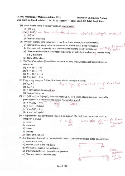 MCQ test1 quiz2 syllabus sols - FRACTURE MECHANICS - Studocu