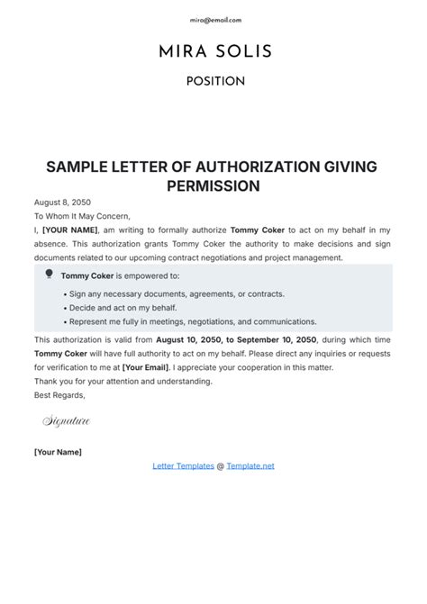 Image result for Authorization Letter Example