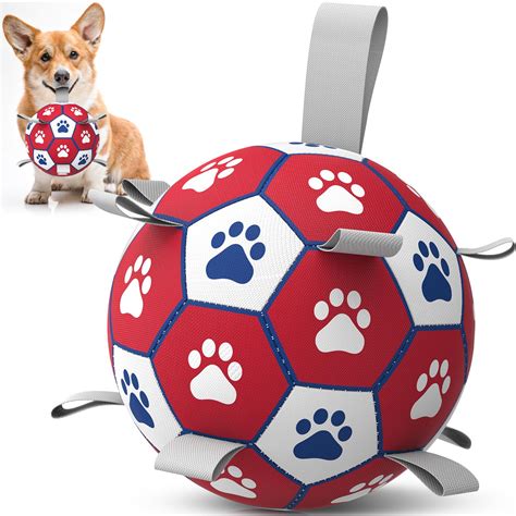 Dog Balls, Interactive Dog Toys for Tug of War, Dog Soccer Ball with 9 ...