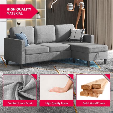 Buy MUZZ Sectional Sofa with Movable Ottoman, Free Combination ...