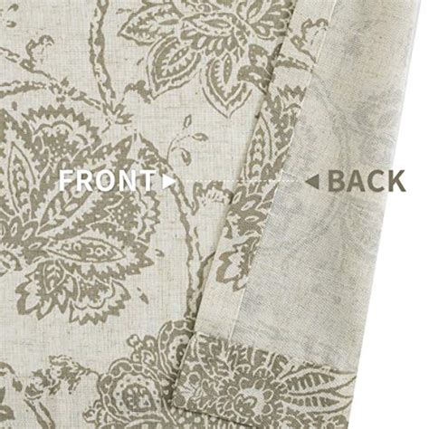 Buy Floral Scroll Printed Linen Curtains Grommet Top - Ikat Flax ...