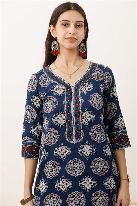 Ajrakh Mohak Set Of Kurta Pants Dupatta – InduBindu