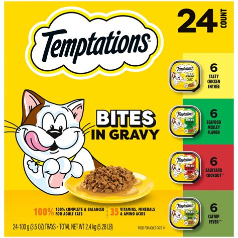 Temptations Bites In Gravy Variety Pack Adult Wet Cat Food, 3.5 Oz ...