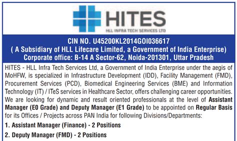 HLL Hites Recruitment 2026 Apply for 05 Manager Posts | Last Date 21 ...