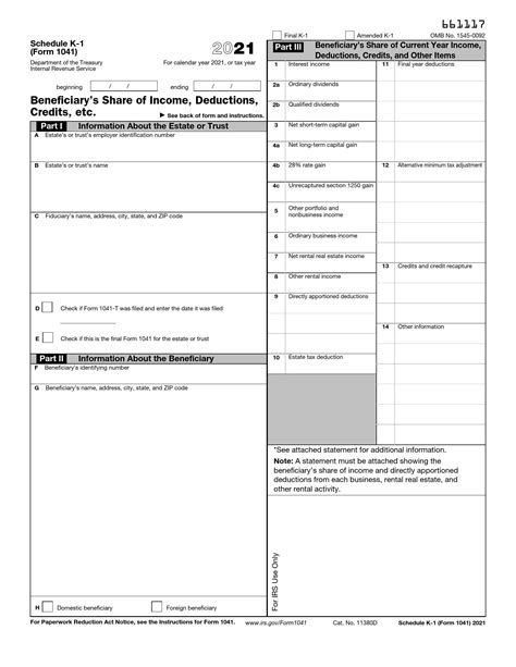 IRS Schedule K-1 Form 1041 ≡ Fill Out Printable PDF Forms Online