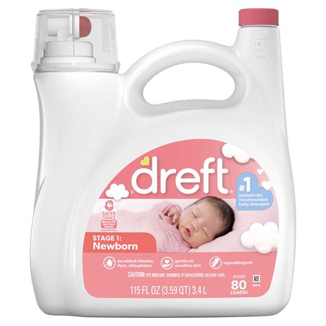 Dreft Hypoallergenic Newborn Baby Liquid Laundry Detergent, 80 Loads ...