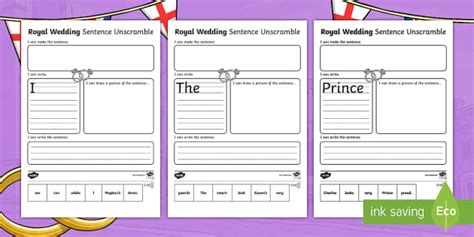 KS1 Royal Wedding Sentence Unscramble Worksheets - Twinkl