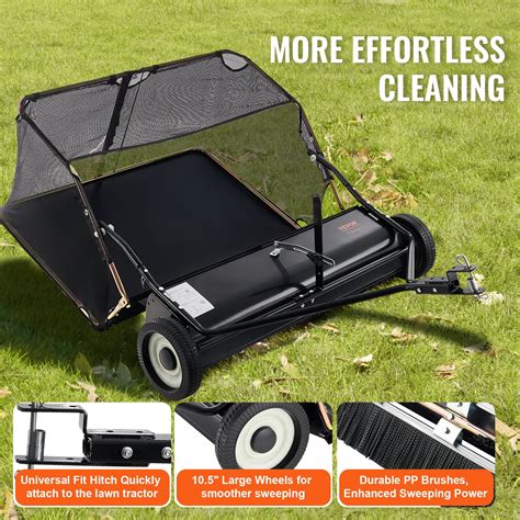 VEVOR 52 Inch Lawn Sweeper Tow Behind, 26 cu.ft. Large Pull Behind ...