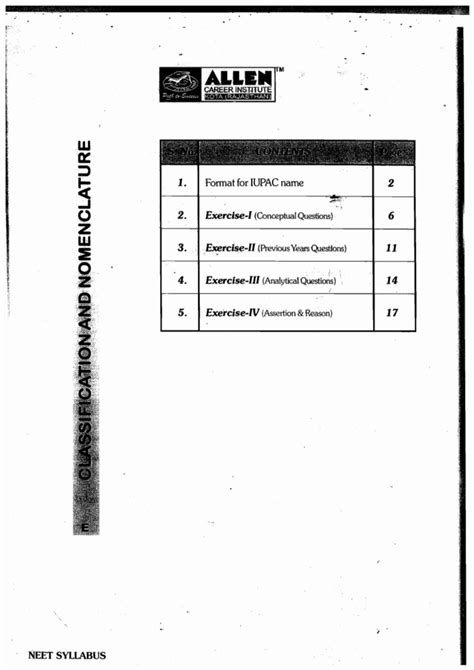 Allen Career Institute - Chemistry Module -3 - Printed Notes For NEET ...