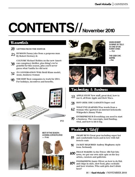 Image result for Contents Page Examples Magazine