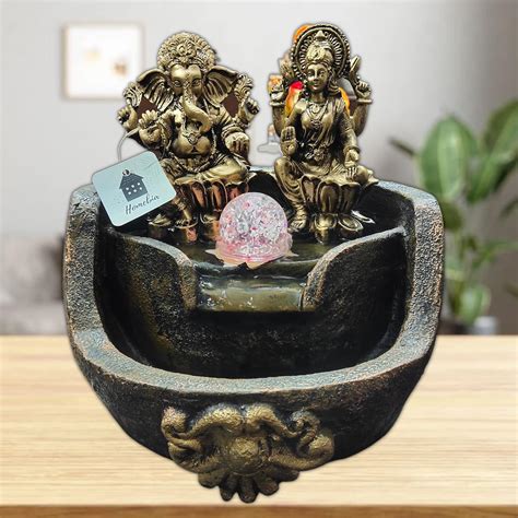 Homebia 10IN Lakshmi Ganesh Fountain Water Fountain Lakshmi Ganesh ...
