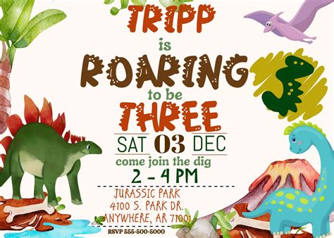 Modern Dinosaur Party Invitations at Mercedes Jackson blog