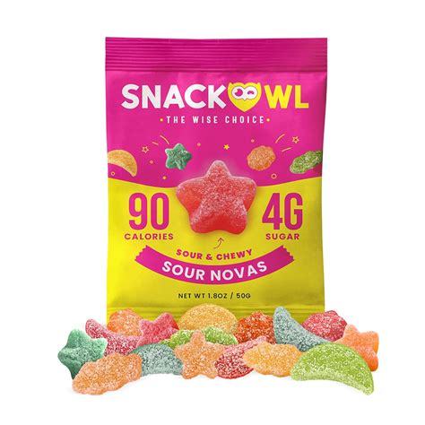 Amazon.com : Snack Owl Vegan Sour Gummy Candy – Gluten Free, Low ...
