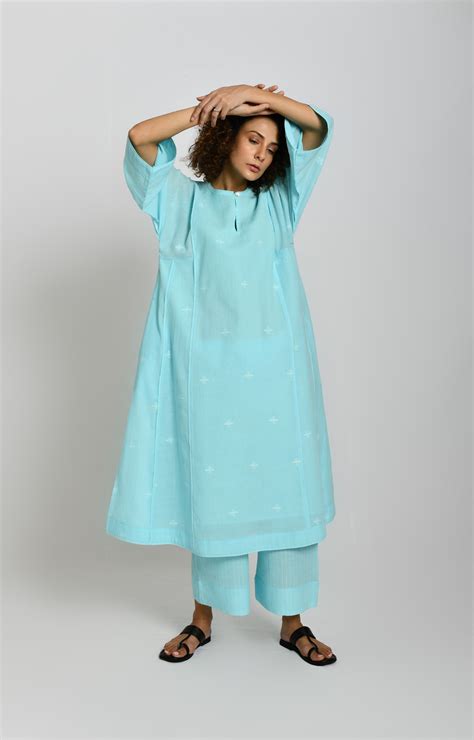 Buy Jamdani Phiran Women Co-Ord Sets - Light Blue- Hiranya