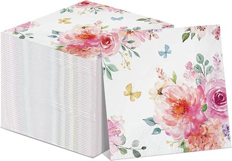 Amazon.com: Tatuo 100 Pcs Floral Guest Napkins 3 Ply Watercolor Flower ...