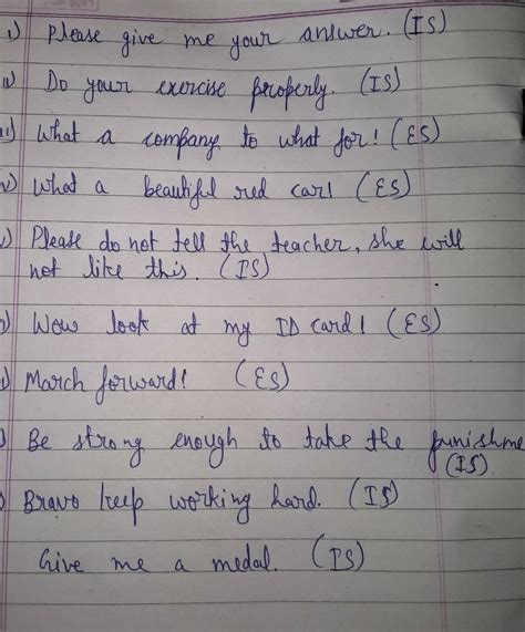 identify the sentence as imperative or exclamatory sentence put the ...