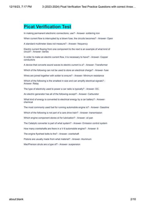 SOLUTION: 3 2023 2024 picat verification test practice questions with ...