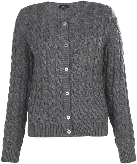 Lyst - A.P.C. Grey Cable Knit Cardigan in Gray