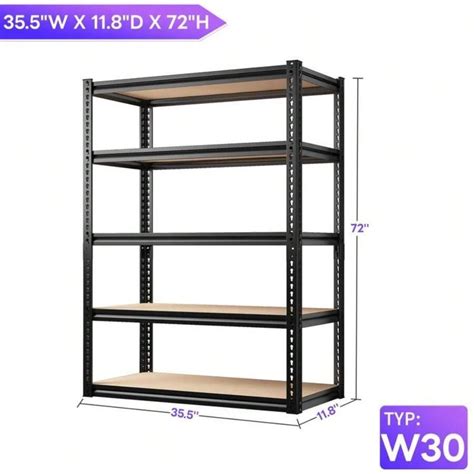 Raybee Furniture 5 Tier 72" Metal Garage Shelving Units, Garage Shelf ...