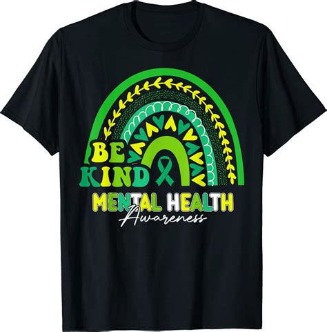 Vivay Boho Rainbow Be Kind Mental Health Awareness Month O-Neck Women T ...