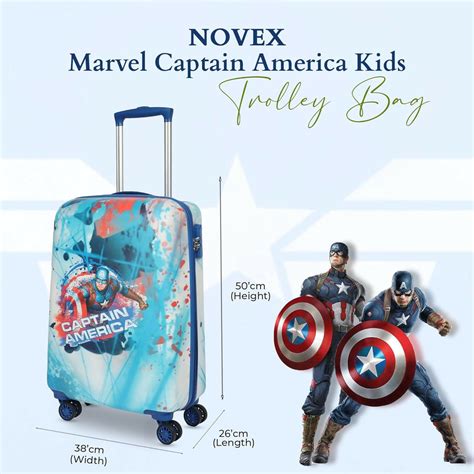 Novex Marvel Captain America Kids Polycarbonate Trolley Bag for Boys T