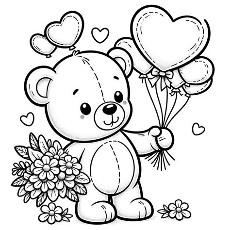 Printable LOVE BEAR Coloring Pages Set of 5 Teddy Bear Designs - Etsy ...