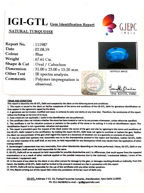 75.12 Ratti Irani Turquoise With Govt. Lab Certificate-(1221) | Gem ...
