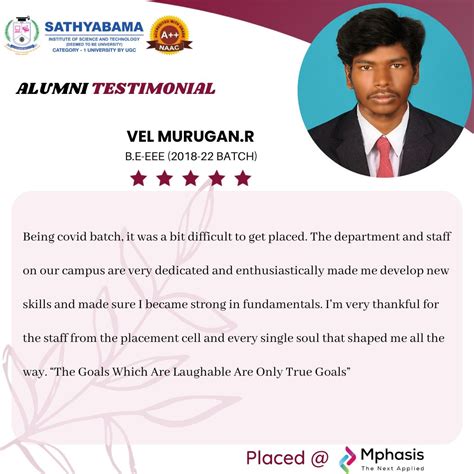 Student Testimonials | Sathyabama Institute of Science and Technology ...