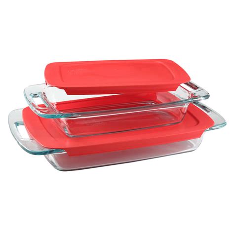 Pyrex 4-Piece Easy Grab Baking Dish Value Pack, Red