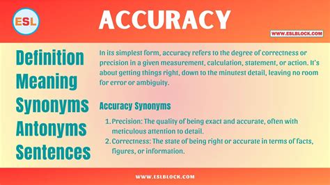 Accuracy Definition, Meaning, Synonyms, Antonyms, Sentences : r/ESLBlock