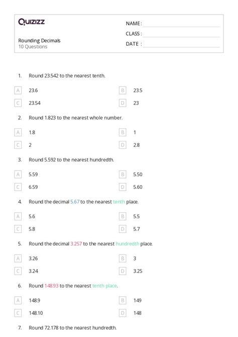 50+ Rounding Decimals worksheets on Quizizz | Free & Printable