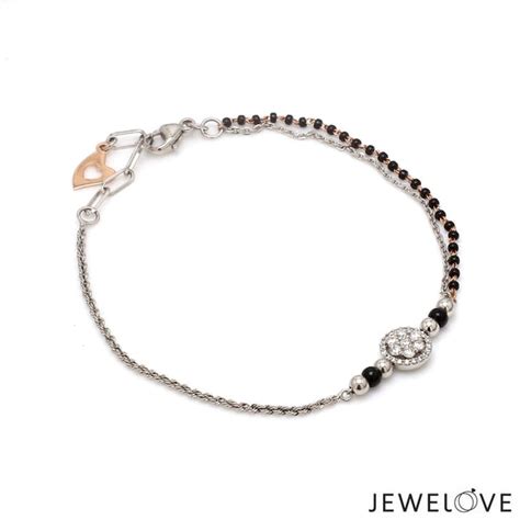 Jewelove™ Bangles & Bracelets Platinum Rose Gold Mangalsutra Diamond ...