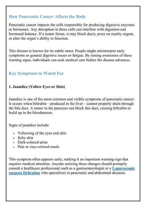 Understanding Pancreatic Cancer: Symptoms, Risks, and the Importance of Early Detection | PDF