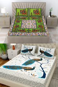 Flipkart SmartBuy 104 TC Cotton Double Jaipuri Prints Flat Bedsheet ...