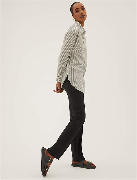 Buy Jersey Straight Leg Trousers at Marks & Spencer