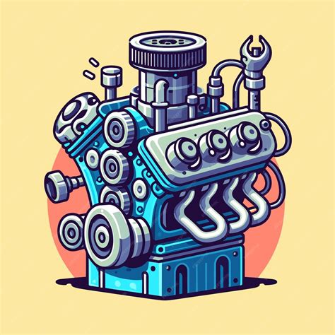A cartoon engine with a yellow background | Premium AI-generated vector