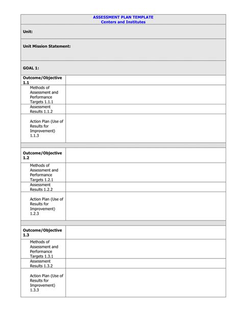 Image result for Assessment Plan Examples