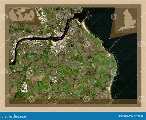 South Tyneside, England - Great Britain. Low-res Satellite. Majo Stock ...