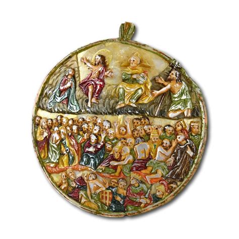 Proantic: Polychromed Pearl Shell With The Last Judgement. Spanish Col