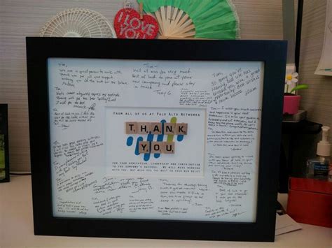 A framed note of Thank You makes a great farewell gift