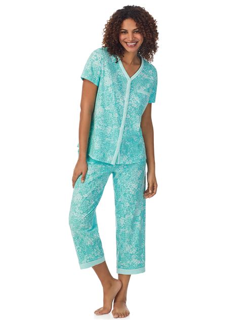 Aria Short Sleeve 100% Cotton Cropped Pajama Set with Pockets, Women’s ...