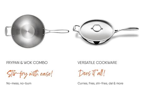 Buy Stahl Triply Stainless Steel Wok with Lid I Tri Ply Deep Steel ...